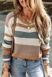 Camel Classic Round Neck Color Block Knit Sweater