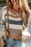 Camel Classic Round Neck Color Block Knit Sweater