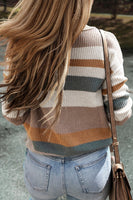 Camel Classic Round Neck Color Block Knit Sweater