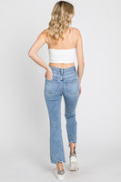 Petra153 High Rise Crop Bootcut Jeans with Frayed Hem Jeans