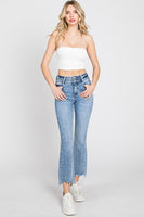 Petra153 High Rise Crop Bootcut Jeans with Frayed Hem Jeans