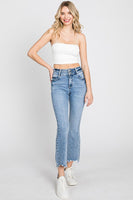 Petra153 High Rise Crop Bootcut Jeans with Frayed Hem Jeans