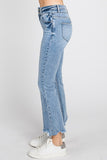 Petra153 High Rise Crop Bootcut Jeans with Frayed Hem Jeans