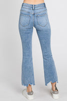 Petra153 High Rise Crop Bootcut Jeans with Frayed Hem Jeans