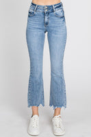 Petra153 High Rise Crop Bootcut Jeans with Frayed Hem Jeans