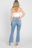Petra153 High Rise Crop Bootcut Jeans with Frayed Hem Jeans