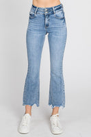 Petra153 High Rise Crop Bootcut Jeans with Frayed Hem Jeans