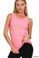 Ribbed Scoop Neck Sleeveless Tank