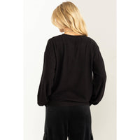 Round Neck Balloon Sleeve Sweatshirt