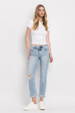 Lovervet by Vervet Tummy Control High Rise Cuffed Slim Straight Jeans