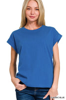 Round Neck Folded Short Sleeve T-shirt
