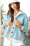 Loose Fit Button Down Long Sleeve Fleece Shacket
