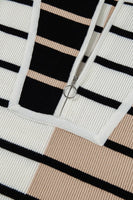 Stripe Colorblock Quarter Zip Collar Sweater Vest
