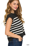 Oversized Crew Neck Stripe Sweater Vest