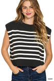Oversized Crew Neck Stripe Sweater Vest