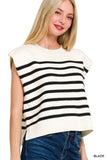 Oversized Crew Neck Stripe Sweater Vest