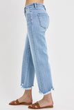 Mid Rise Crop Straight Jeans