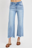 Mid Rise Crop Straight Jeans
