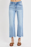 Mid Rise Crop Straight Jeans