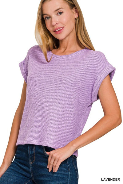 Short Sleeve Crew Neck Sweater