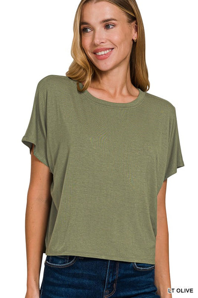 Cropped Round Neck Tee