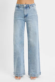 High Rise Wide Leg Slanted Pocket Jeans