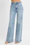 High Rise Wide Leg Slanted Pocket Jeans