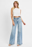 High Rise Wide Leg Slanted Pocket Jeans