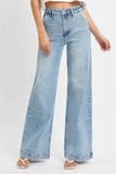 High Rise Wide Leg Slanted Pocket Jeans