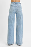 High Rise Wide Leg Slanted Pocket Jeans