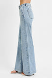 High Rise Wide Leg Slanted Pocket Jeans