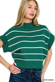 Striped Cropped Mock Neck Sweater