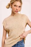 JCS3598-Loose Fit Sleeveless Ribbed Knit Crew Neck Top
