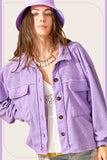 Loose Fit Button Down Long Sleeve Fleece Shacket