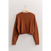 Long Sleeve Square Texture Sweater