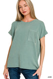 Raised Rib Front Pocket Boxy Top