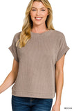 Raised Rib Cap Sleeve Crop Tee