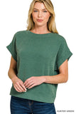 Raised Rib Cap Sleeve Crop Tee