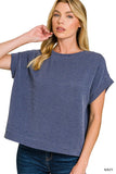 Raised Rib Cap Sleeve Crop Tee