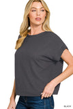 Raised Rib Cap Sleeve Crop Tee