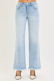 Tummy Control Mid Rise Ankle Straight Fray Hem