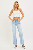 Tummy Control Mid Rise Ankle Straight Fray Hem