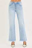Tummy Control Mid Rise Ankle Straight Fray Hem