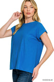 Zenana Slub Cuffed Sleeve Tee