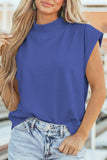 Solid Color High Neck Cap Sleeve Loose Top S-4X