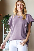 Ruffled Solid Urban Ribbed Top