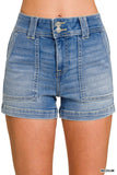 Zenana Utility Pocket Denim Shorts