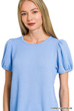 Zenana Ribbed Puff Sleeve Top
