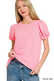 Zenana Ribbed Puff Sleeve Top