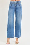 High Rise Wide Jeans with Double Button Waist
